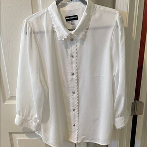 Karl Lagerfeld White Ruffled Collar Shirt